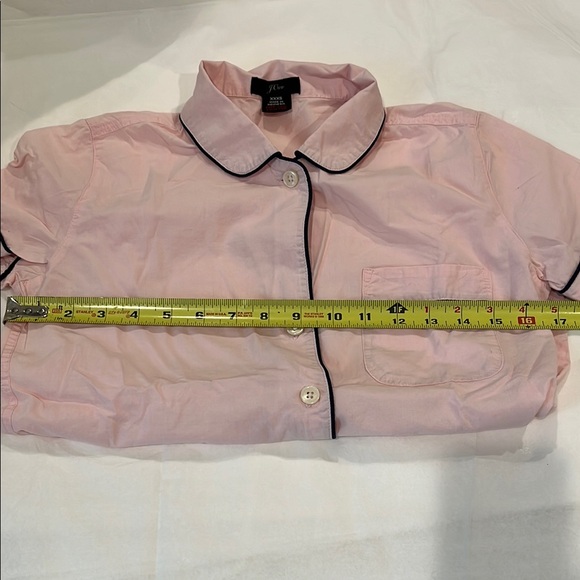 J. Crew Pink Pajama Set XXXS Cotton navy piping - Picture 6 of 9